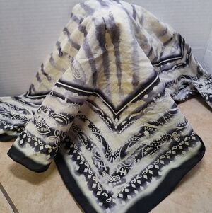 Zara Black Gray Watercolor Abstract Print 22" Square Bandana Scarf Turkey